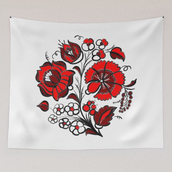 Item preview, Tricolor traditional hungarian pattern with flowers designed and sold by Chino20.