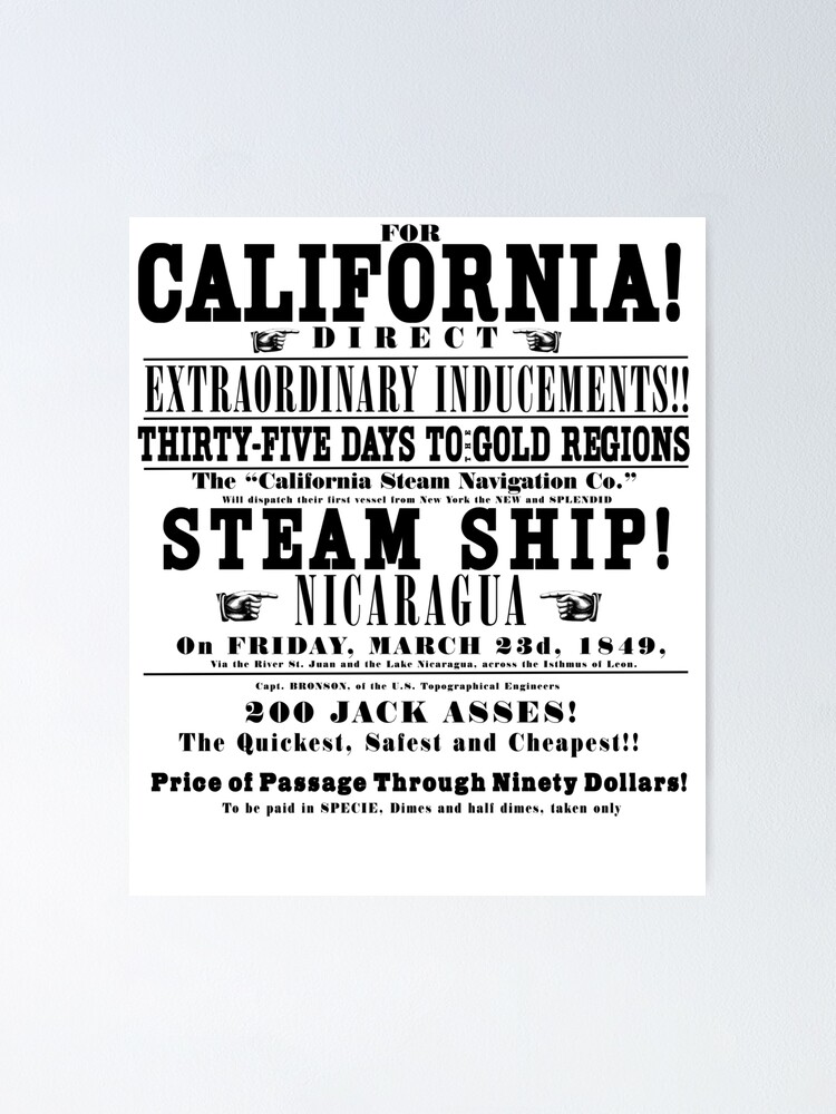 California gold rush handbill