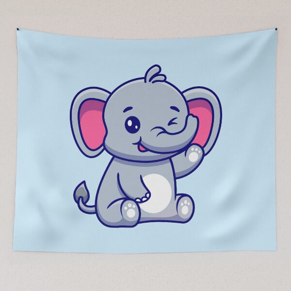 Item preview, Cute Baby Elephant Waving and Smiling designed and sold by JollyElephant.