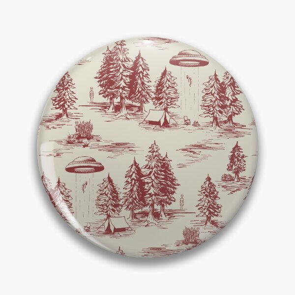 Item preview, Red Alien Abduction Toile De Jouy Pattern designed and sold by somecallmebeth.