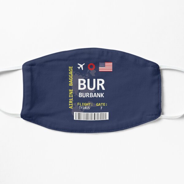 Burbank BUR Airport Boarding Pass Flat Mask