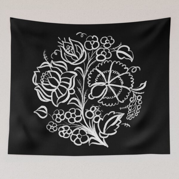 Item preview, White hungarian pattern with flowers designed and sold by Chino20.