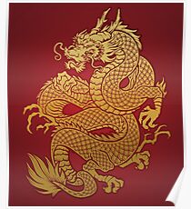 Chinese Golden Dragon Poster