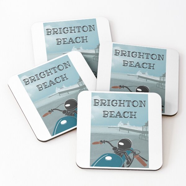Item preview, Let´s ride to Brighton Beach vintage poster designed and sold by IntrepidRiders.