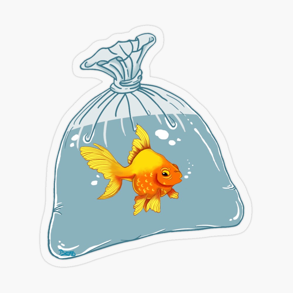 Goldfish in a bag  Sticker for Sale by Duck0The0Dealer