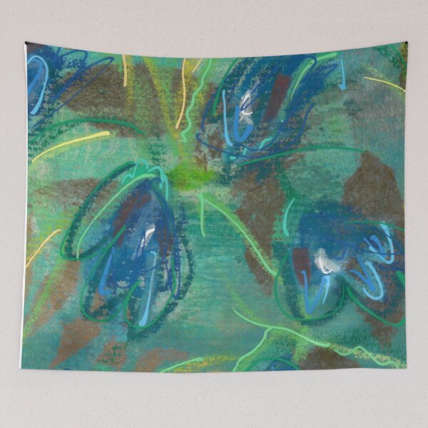 Item preview, Blue Abstract Floral designed and sold by Sarah Aubry.