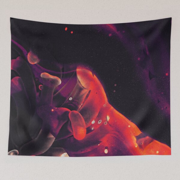 Item preview, “Delirious” abstract, colored collage of corals and water droplets in purple, amber and orange designed and sold by N-o-r-d-l-y-s.