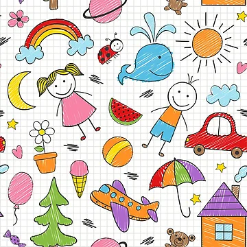 Artwork thumbnail, Colorful Kids Drawing Pattern by PatternTale