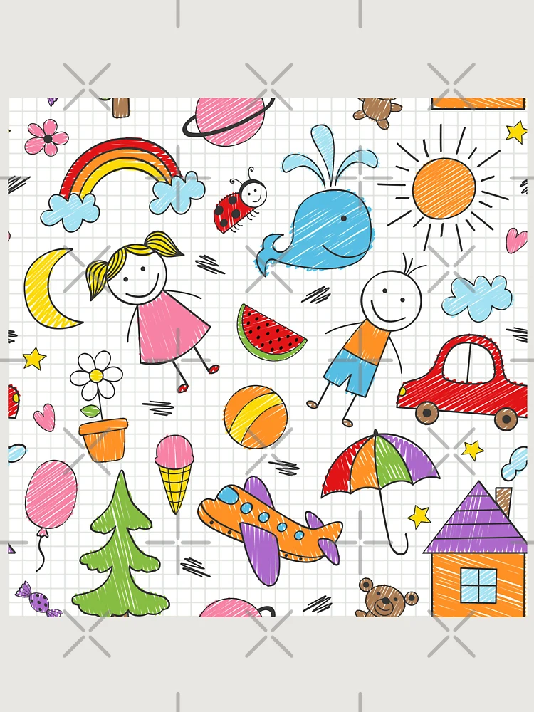 Thumbnail 6 of 6, Premium Oversized Sweatshirt, Colorful Kids Drawing Pattern designed and sold by PatternTale.