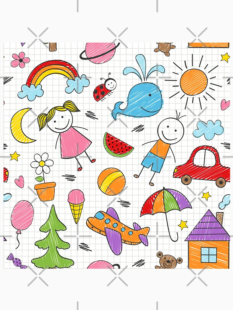 Thumbnail 6 of 6, Pullover Hoodie, Colorful Kids Drawing Pattern designed and sold by PatternTale.