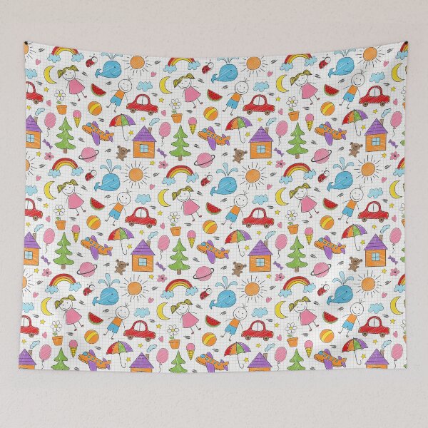 Item preview, Colorful Kids Drawing Pattern designed and sold by PatternTale.