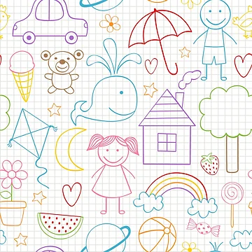 Artwork thumbnail, Cute Kids Drawing by PatternTale