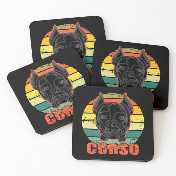Item preview, Retro Vintage Sunset Cane Corso Italiano Italian Breed of Mastiff Black Dog with Distressed Style  designed and sold by PrettyLittlePic.