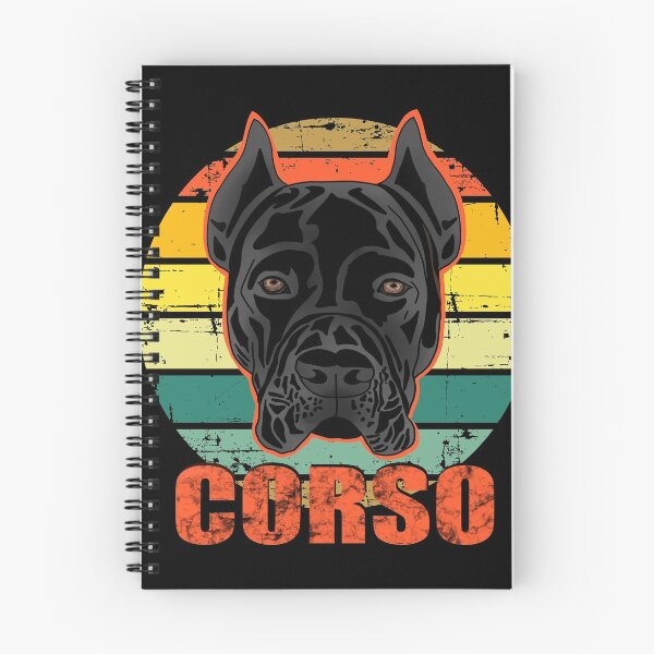 Item preview, Retro Vintage Sunset Cane Corso Italiano Italian Breed of Mastiff Black Dog with Distressed Style  designed and sold by PrettyLittlePic.