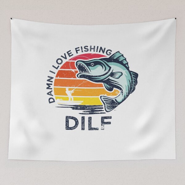 Item preview, DILF Damn I Love Fishing Retro Vintage Fishing Gift designed and sold by sbk-designer.