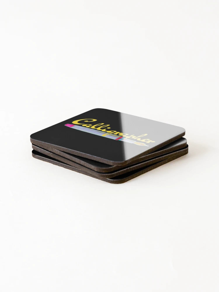 Thumbnail 4 of 5, Coasters (Set of 4), Calligrapher Yellow designed and sold by DesignsofNote.