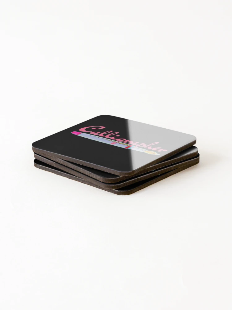 Thumbnail 4 of 5, Coasters (Set of 4), Calligrapher Pink designed and sold by DesignsofNote.