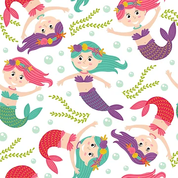 Artwork thumbnail, Cute Mermaid Pattern by PatternTale