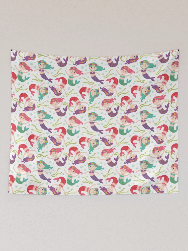 Thumbnail 2 of 3, Tapestry, Cute Mermaid Pattern designed and sold by PatternTale.