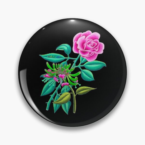 Item preview, Hot Pink Rose and Honeysuckle June Birth Month designed and sold by HeatherNafeArt.