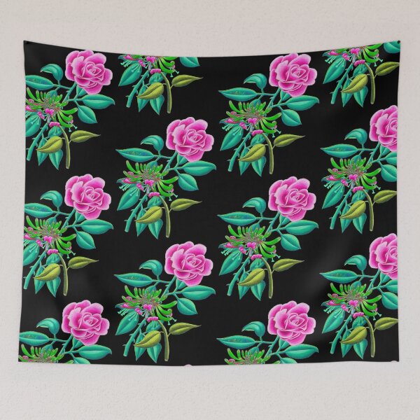 Item preview, Hot Pink Rose and Honeysuckle June Birth Month designed and sold by HeatherNafeArt.