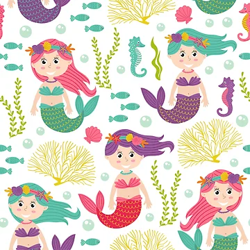 Artwork thumbnail, Cute Pattern Mermaid by PatternTale