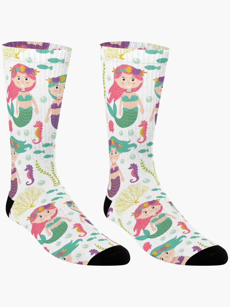 Thumbnail 3 of 5, Socks, Cute Pattern Mermaid designed and sold by PatternTale.