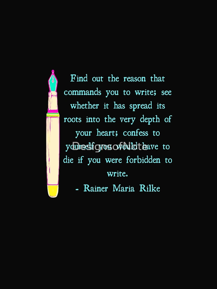 Thumbnail 4 of 4, Graphic T-Shirt, Rainer Maria Rilke Writing Quote designed and sold by DesignsofNote.