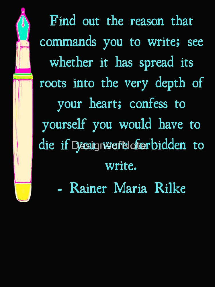 Thumbnail 4 of 4, Boxy T-Shirt, Rainer Maria Rilke Writing Quote designed and sold by DesignsofNote.