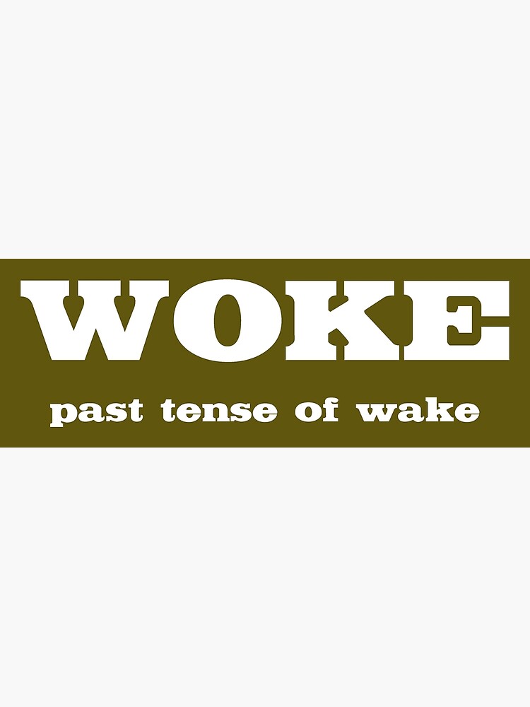 woke-past-tense-of-wake-funny-anti-woke-word-misuse-white-poster