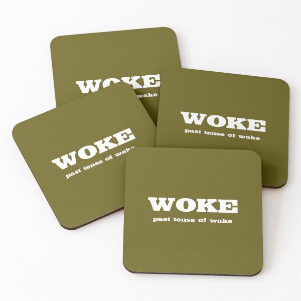 Item preview, WOKE past tense of WAKE funny anti-woke word misuse (white) designed and sold by SolidEarthArt.