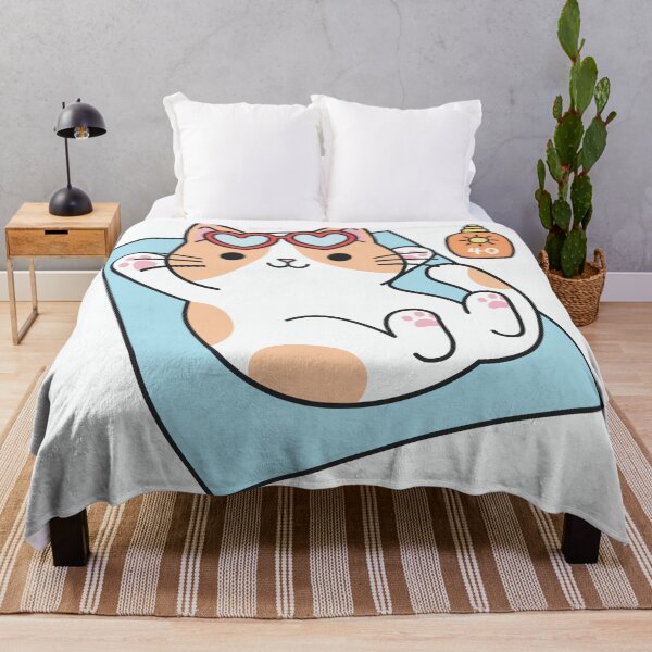 Item preview, Sunbathing Summer Kawaii Kitty At The Beach designed and sold by WilmasIsland.