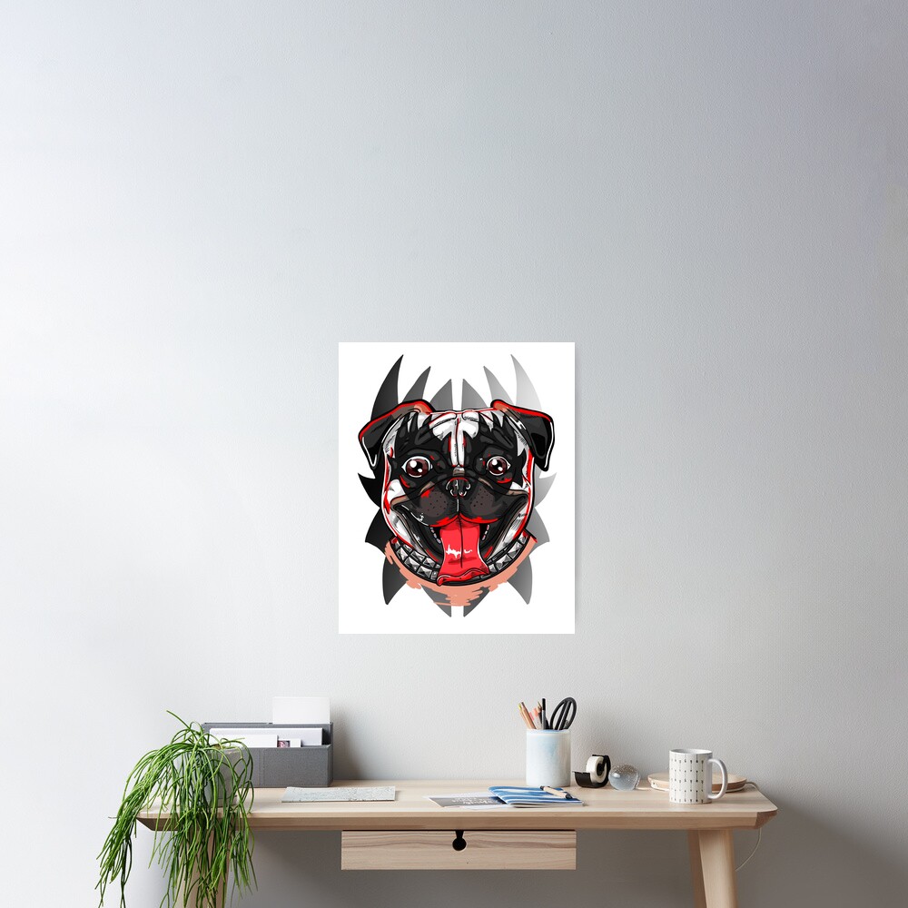 Demon Pug Kiss Poster