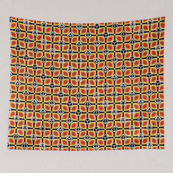 Item preview, 1970s Retro Inspired Polyhedral Dice Set and Leaf Seamless Pattern - Orange designed and sold by GenAumonier.