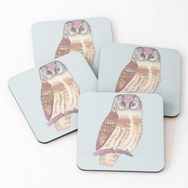 Item preview, Boreal Owl bird species watercolor art designed and sold by TheWaterBirds.
