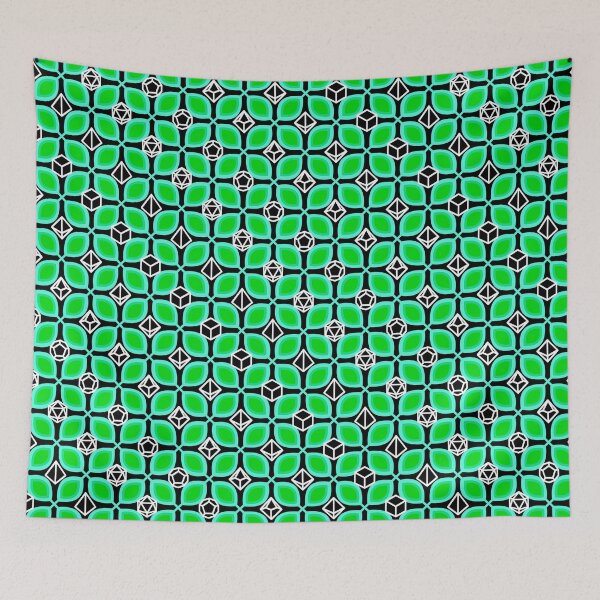 Item preview, 1970s Retro Inspired Polyhedral Dice Set and Leaf Seamless Pattern - Mint designed and sold by GenAumonier.