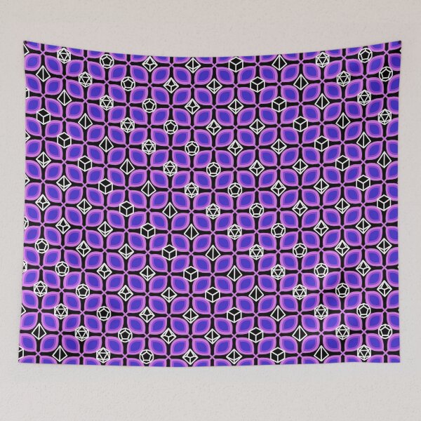 Item preview, 1970s Retro Inspired Polyhedral Dice Set and Leaf Seamless Pattern - Purple designed and sold by GenAumonier.