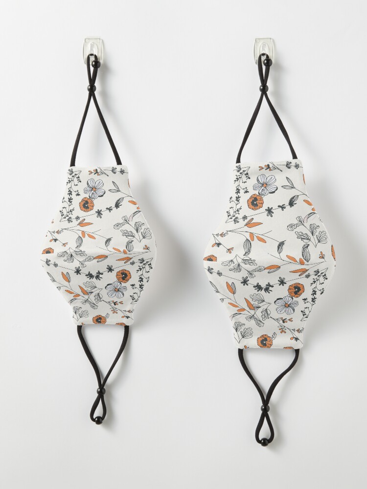 Alternate view of Orange Flower Pattern Mask