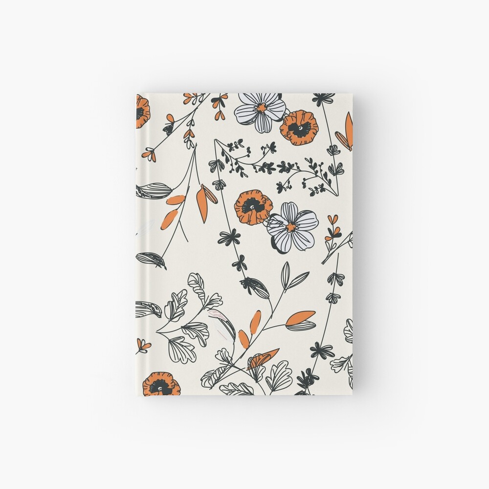 Orange Flower Pattern Hardcover Journal