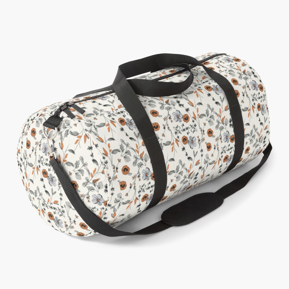 Orange Flower Pattern Duffle Bag