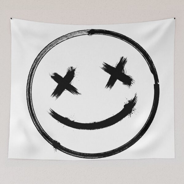 Item preview, Scary Dead Hand Drawn Styled Emoji Face Black  designed and sold by WearWolfDesigns.