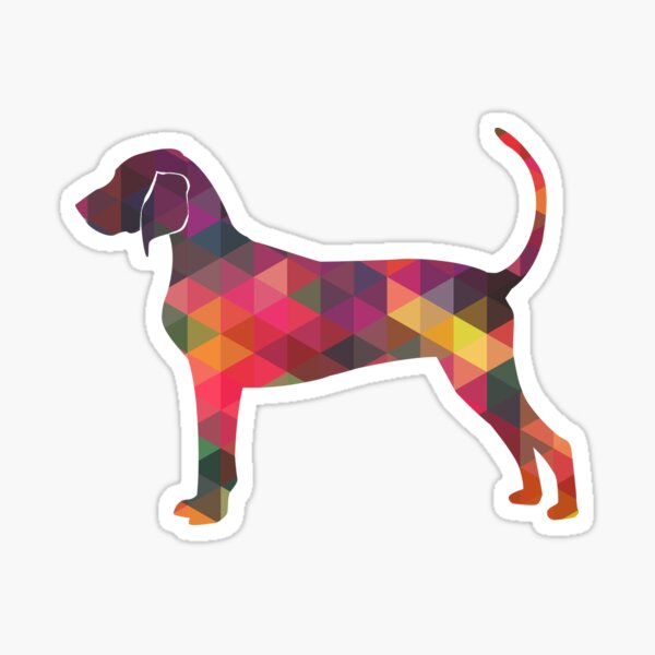 Bluetick Coonhound Colorful Geometric Pattern Silhouette - Multi Sticker