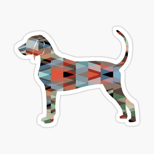 Bluetick Coonhound Colorful Geometric Pattern Silhouette - Plaid Sticker