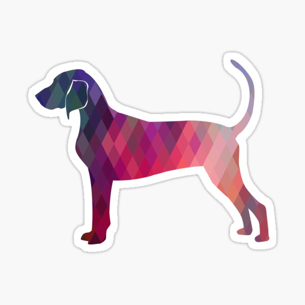 Bluetick Coonhound Colorful Geometric Pattern Silhouette - Pink Sticker