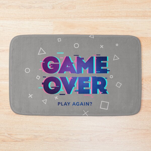 Item preview, Game Over Play Again Glitch Style Blue and Pink with Gaming Symbols designed and sold by WearWolfDesigns.