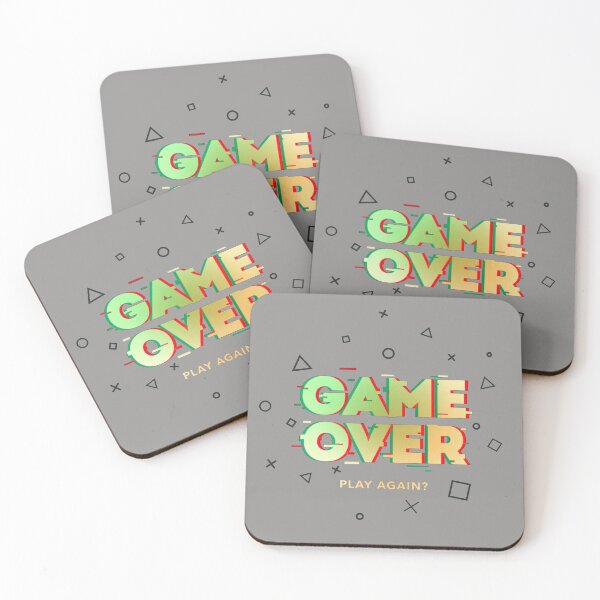Item preview, Game Over Play Again Glitch Style Green Red Gold with Gaming Symbols designed and sold by WearWolfDesigns.