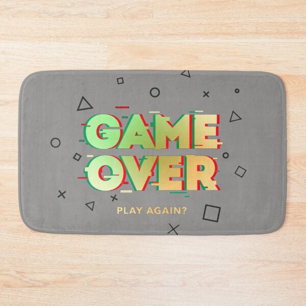 Item preview, Game Over Play Again Glitch Style Green Red Gold with Gaming Symbols designed and sold by WearWolfDesigns.