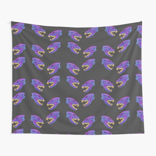 Diaphonized Hyena Skull Gold Teeth Black Tapestry