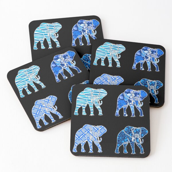 Item preview, blue pattern elephant sticker pack designed and sold by wildcatt101.