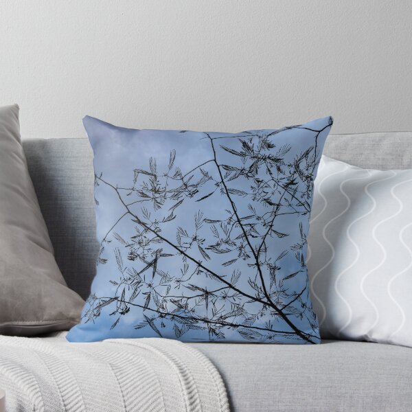 Item preview, Graceful Lace in the Sky - Mimosa Leaves and Buds Against Dusk Clouds - Horizontal View Upwards Right designed and sold by Georgia Mizuleva.